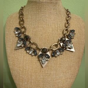 Elegant Black and Silver Stones Statement Necklace